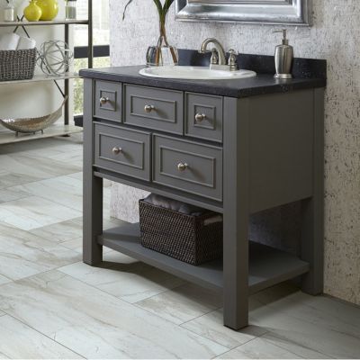bathroom vanity with tile flooring for Illinois homes
